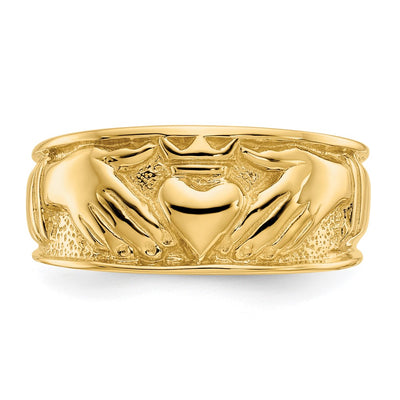 14K Polished Men's Claddagh Band