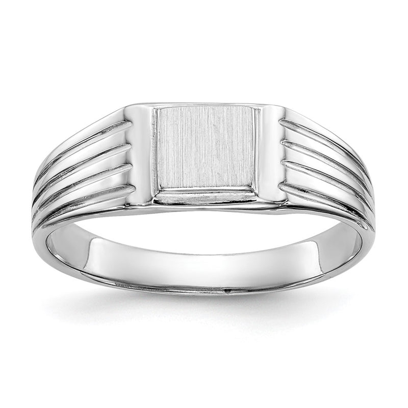 14K white gold signet ring