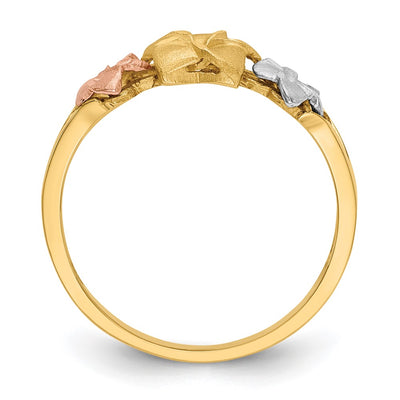 14K Tri-color Plumeria Ring