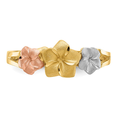 14K Tri-color Plumeria Ring