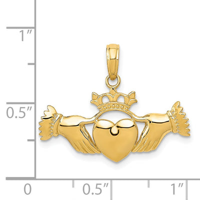 14K Polished Claddagh Pendant, 21.5 x 26mm