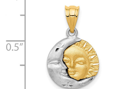 14k Two-tone Sun and Moon Charm (Style D244)