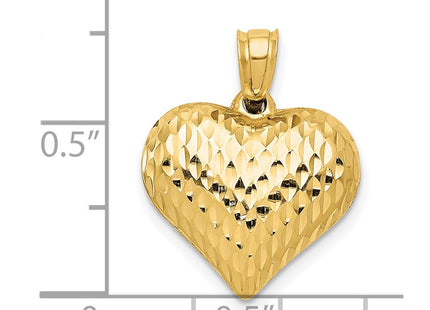 14K gold heart pendant, another view
