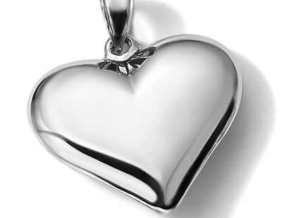 14k White Gold Polished 3D Puffed Heart Pendant