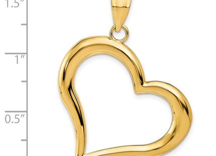 14K Polished Dangling Heart Pendant (Style D2891)