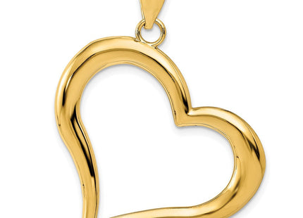 14K Polished Dangling Heart Pendant (Style D2891)