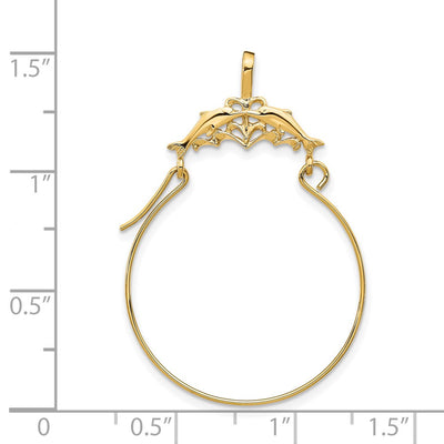 14K Double Dolphins Charm Holder Pendant