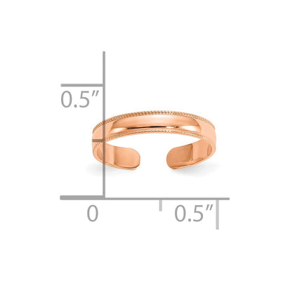 14K Rose Gold Mill Grain Adjustable Toe Ring