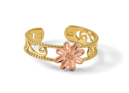 14k Two-tone Flower Toe Ring