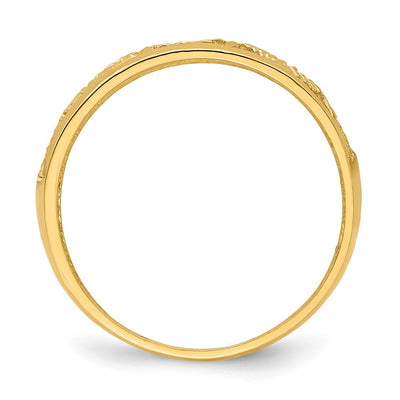 14K Diamond-cut 5 Heart Ring