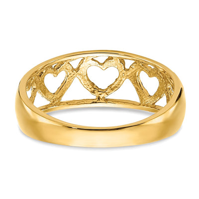 14K Diamond-cut 5 Heart Ring
