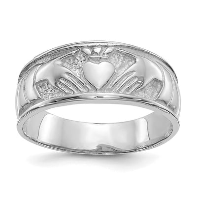 14K white gold claddagh band