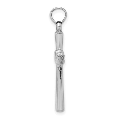 14K White Gold Hollow Cross Pendant, 34 x 17mm (3169)