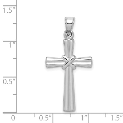 14K White Gold Hollow Cross Pendant, 34 x 17mm (3169)