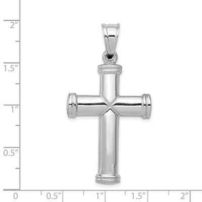 14K White Gold Hollow Cross Pendant, 48 x 25.75mm