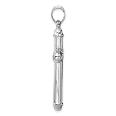 14K White Gold Hollow Cross Pendant, 57 x 32mm