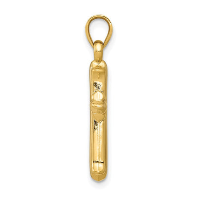 14K w/Rhodium Reversible Hollow Cross Pendant