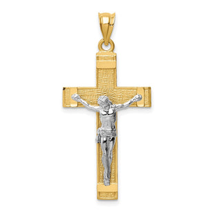14k Two-tone INRI Crucifix Pendant (Style D31)