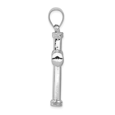 14K White Gold Hollow Cross Pendant, 48 x 25mm