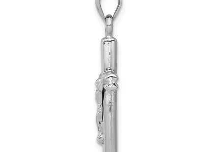 14k White Gold Hollow Crucifix Pendant (Style D3226)