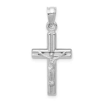14K white gold crucifix pendant