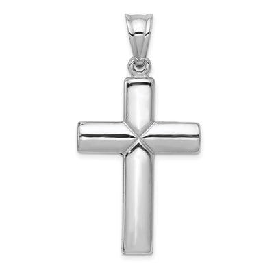 14K White Gold Reversible Crucifix Pendant, 48 x 24mm