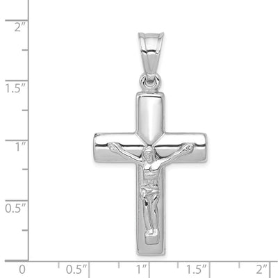 14K White Gold Reversible Crucifix Pendant, 48 x 24mm