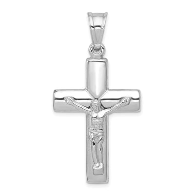 14K white gold crucifix pendant