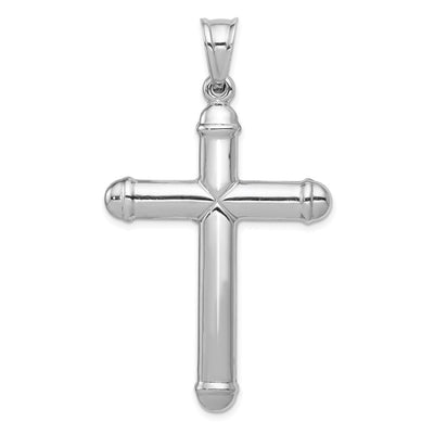 14K White Gold Reversible Crucifix Pendant, 56 x 31mm