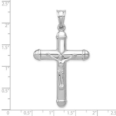14K White Gold Reversible Crucifix Pendant, 56 x 31mm