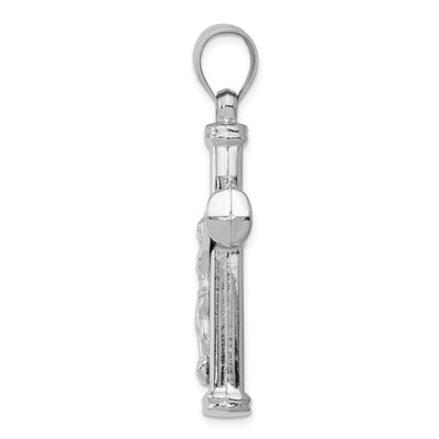 14K White Gold Reversible Crucifix Pendant, 49 x 25mm