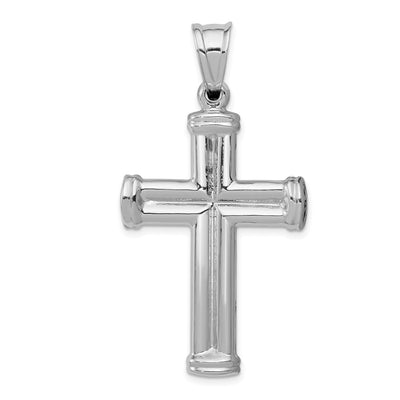 14K White Gold Reversible Crucifix Pendant, 49 x 25mm