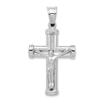 14K white gold crucifix pendant