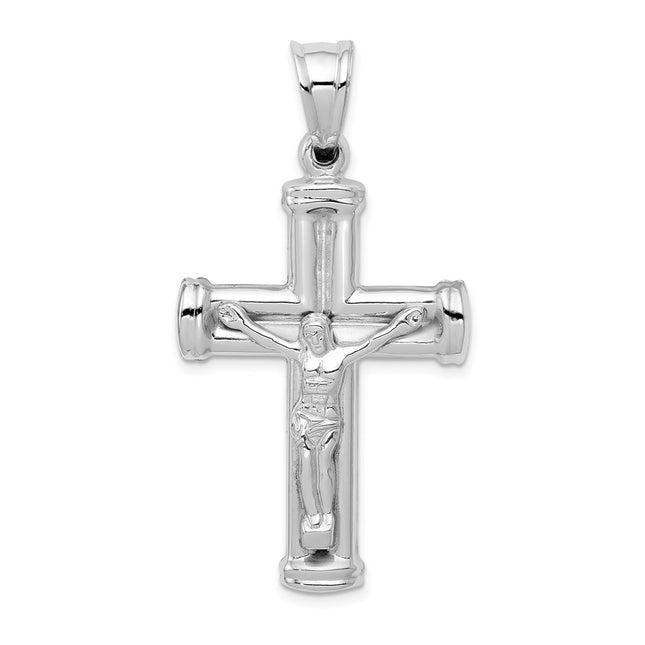 14K White Gold Reversible Crucifix Pendant, 49 x 25mm