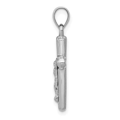 14K White Gold Reversible Crucifix Pendant, 28 x 13mm