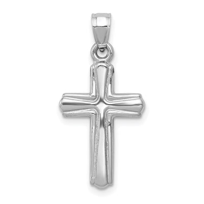14K White Gold Reversible Crucifix Pendant, 28 x 13mm