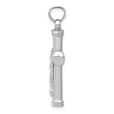 14K White Gold Reversible Crucifix Pendant, 35 x 18mm