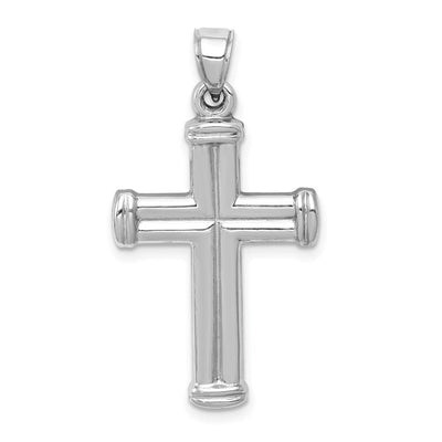 14K White Gold Reversible Crucifix Pendant, 35 x 18mm