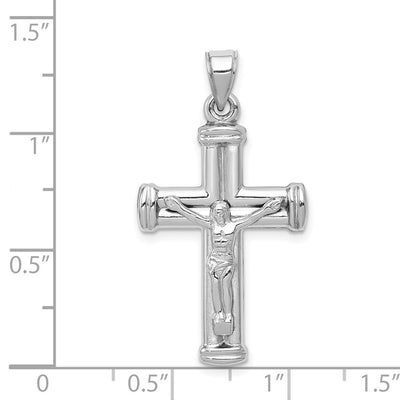 14K White Gold Reversible Crucifix Pendant, 35 x 18mm