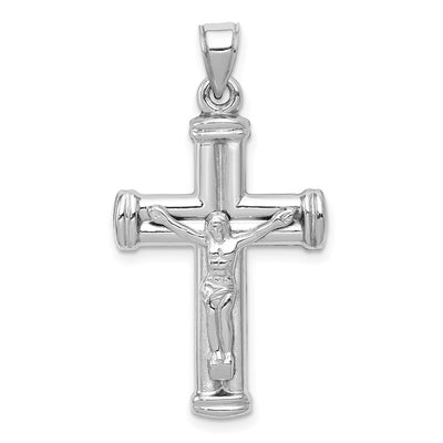 14K white gold crucifix pendant