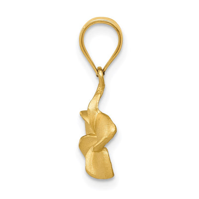 14K Plumeria Floral Charm Pendant, 19 x 11mm