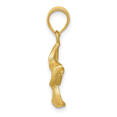 14K Plumeria Floral Charm Pendant, 24 x 15mm