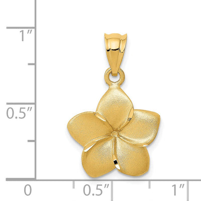 14K Plumeria Floral Charm Pendant, 24 x 15mm