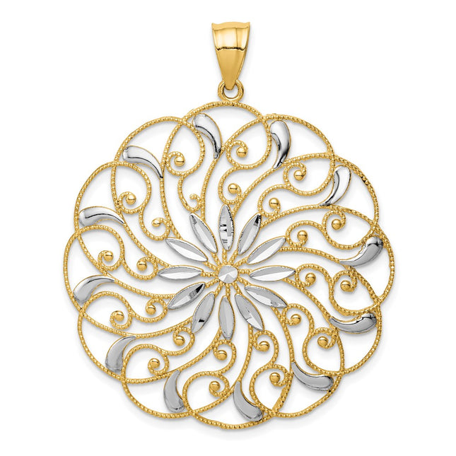 14k Yellow & Rhodium Pendants Style D3350 - Classique Jewelry Inc.