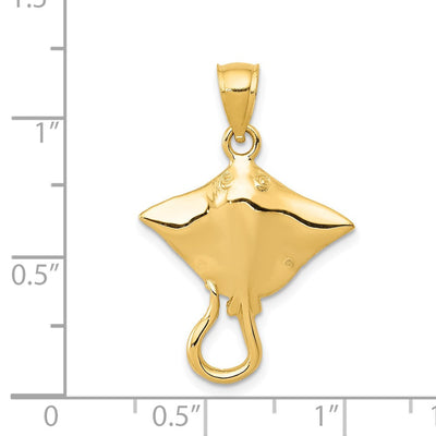 14K Stingray Pendant, 27 x 18mm