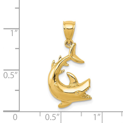 14K Shark Pendant, 25 x 13mm