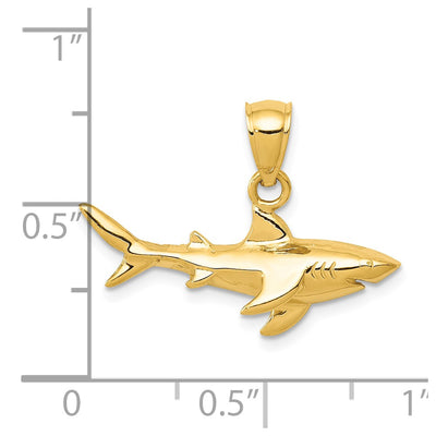 14K Shark Pendant, 18 x 24mm