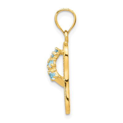 14K 3D March/CZ Birthstone Flip Flop Pendant