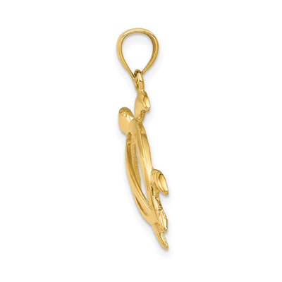 14K Open Turtle Pendant, 26.5 x 20mm