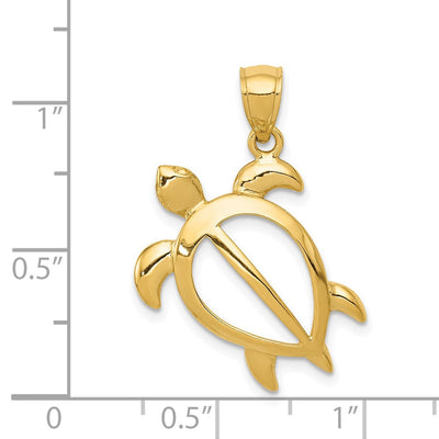 14K Open Turtle Pendant, 26.5 x 20mm